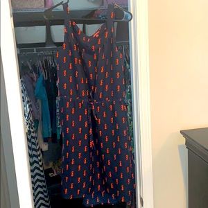 Navy blue coral seahorse lined sundress medium